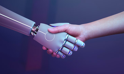 AI Strategic Advisory Services robot hand shaking human hand