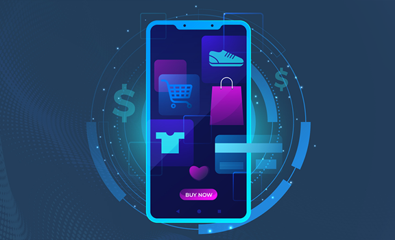  Omnichannel Retail Technology  neon graphic smartphone with neon app icons