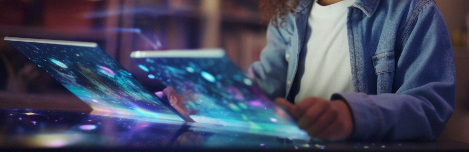 Child education platform – Learning Management System for Nonprofit young girl using virtual screens